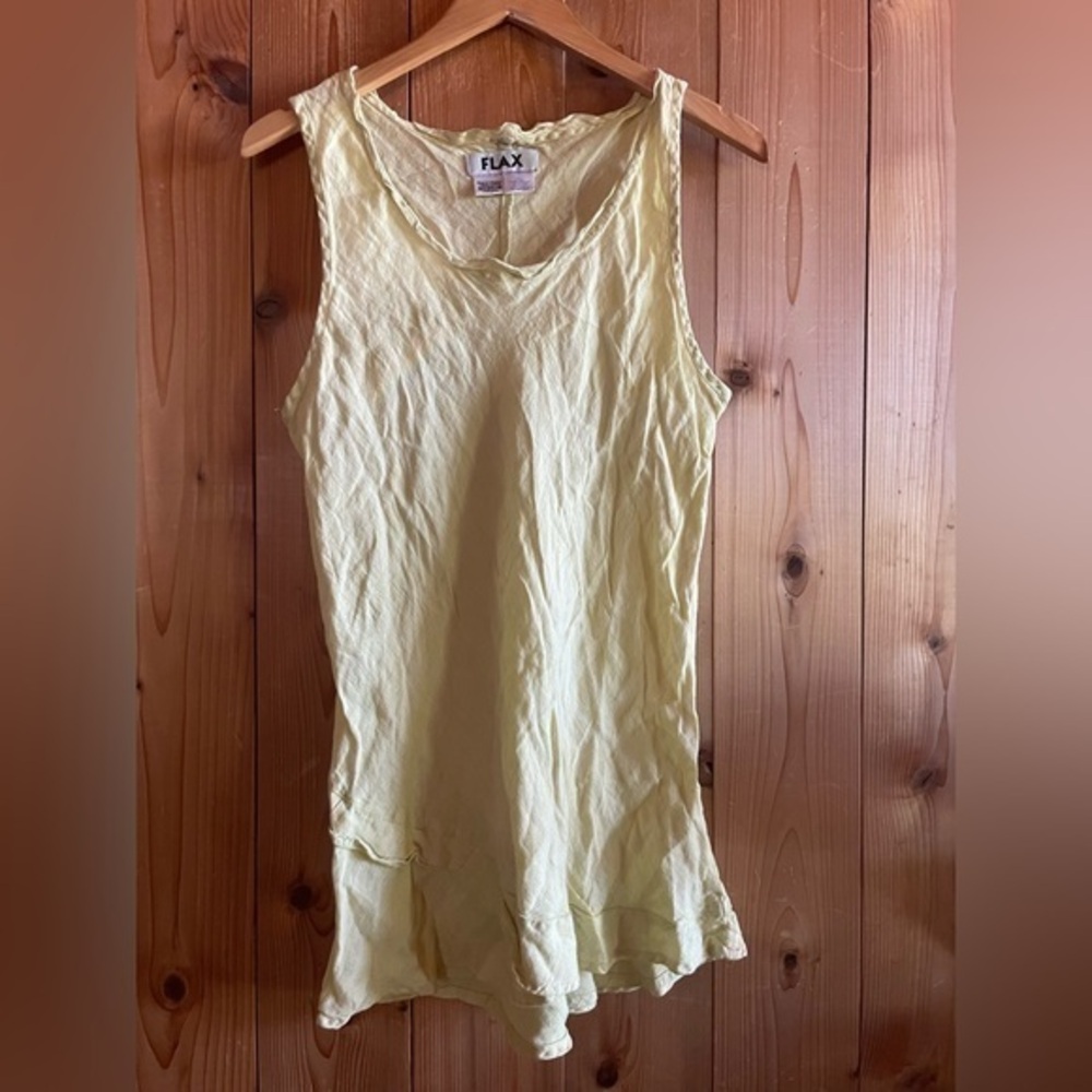 Flax Tank Top Linen Tiered Ruffle Size Medium